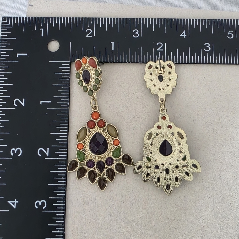 Burgundy Multi Strand Faceted Acrylic Bead Necklace and Earrings Set - Picture 15 of 15